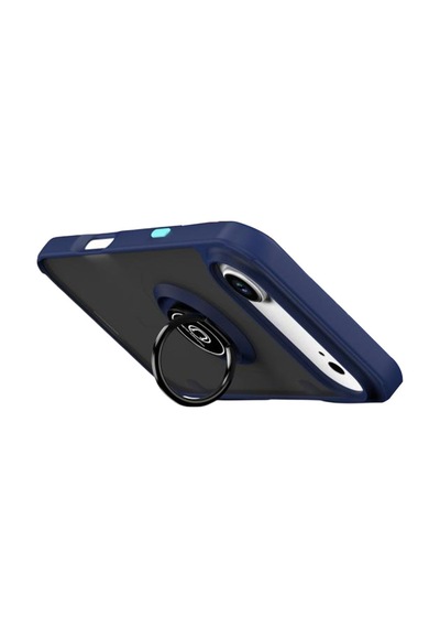 Apple iPhone  Uyumlu- 17 Air Montreal Yüzüklü Silikon Kapak - Lacivert Çok Renkli