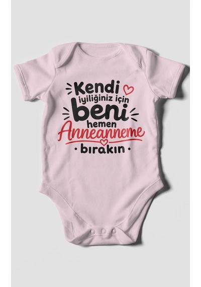Morivokids Anneanneye Özel Kısa Kollu Bebek Body %100 Pamuk Zbn284-kk Bebe Pembe