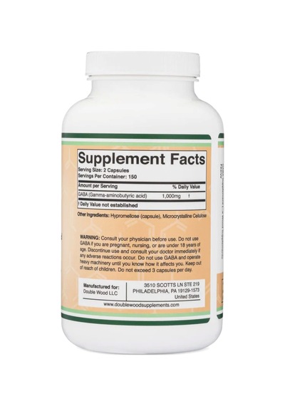 Doublewood Gaba 1,000,mg 300 Capsules.made In Usa. Tr Tek Yet...
