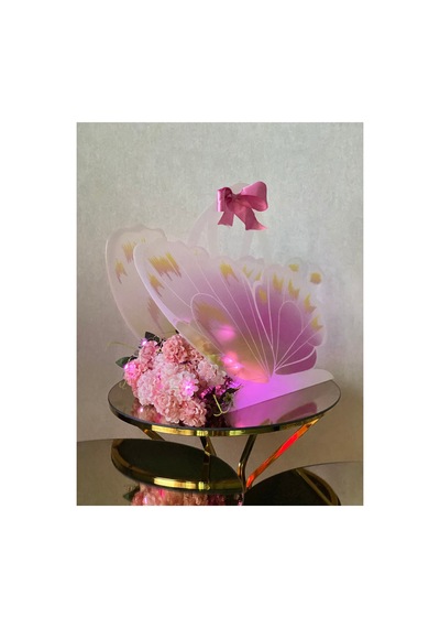 Çantalı Kelebek Buketi Ledli Pembe - 705050948 Pembe