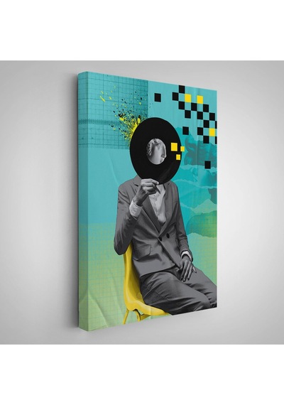 Miyrem^ Canvas Serie Plak Kafalı Adam Pop Art Tablosu-7877