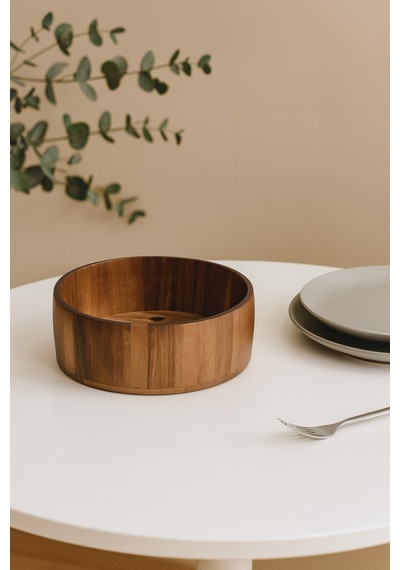Oval Ahşap Kase 24.5 X 8 Cm Kahvaltı, Kurabiye Ve Atıştırmalık Kasesi Kahverengi