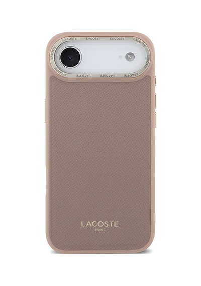Apple Uyumlu iPhone 17 Air Kılıf Lacoste Lisanslı M-safeli Champs Elysees Pu Deri Tasarımlı Kapak Pembe Pembe