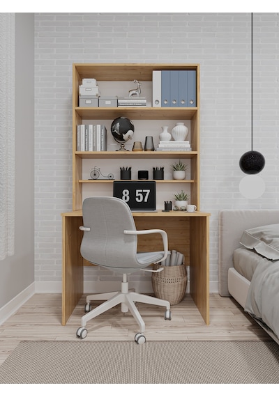 Asra Trend Raflı Çalışma Masası ÇM-03 %100 MDF Kitaplıklı Ofis Ders Masası Safir Meşe Asra Trend Raflı Çalışma Masası ÇM-03 %100 MDF Kitaplıklı Ofis Ders Masası Safir Meşe
