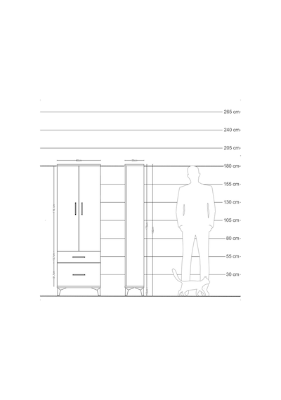 Arges Dolap 4 Raflı 2 Çekmeceli 2 Kapaklı 60x30x182 Antrasit-... Antrasit