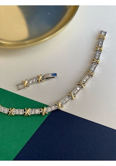 Pinery Jewels Vıp Tiff X Suyolu Zirkon Taşlı Bileklik Altın