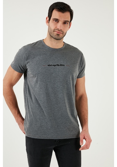 Buratti Pamuklu Slim Fit Bisiklet Yaka Erkek T Shirt 541Wind Antrasit