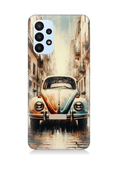 Samsung Galaxy A23 Uyumlu Islak Kaldırımda Retro Vosvos Desenli Silikon Kılıf Çok Renkli