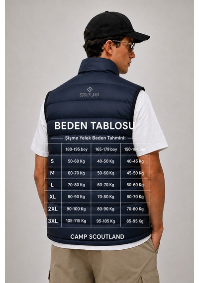 Camp Scoutland Camp451 Outdoor Tactical İç Cepli Su İticili Erkek Mevsimlik Dolgulu Şişme Yelek Lacivert