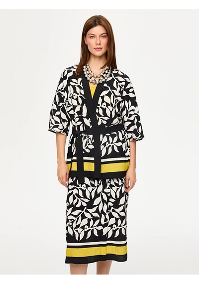 Faik Sönmez Eteği Sulu Monochrome Desen Kimono S26kmn001 Us26kmn00110 Siyah
