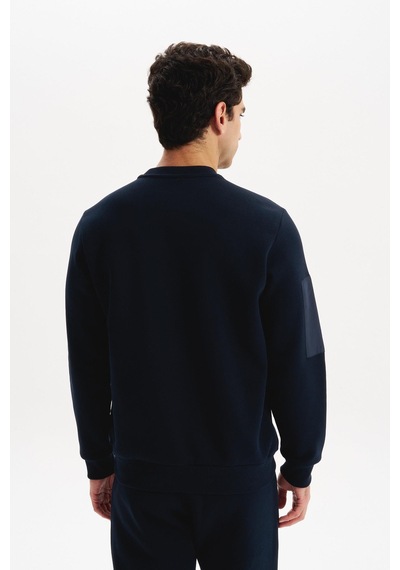 AR-MA Arma Erkek Regular Fit Basic 3 İplik Şardonlu Bisiklet Yaka Sweatshirt Pamuk Polyester Karışımlı K30124603302 Lacivert