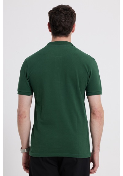 Tudors Erkek Slim Fit Dar Kesim %100 Pamuk Kısa Kollu Polo Yaka Haki Tişört-46212