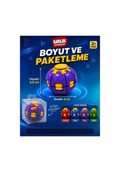 Stres Topu Press & Spin Basınca Dönen Fidget Spinner Oyuncak 3+ Yaş