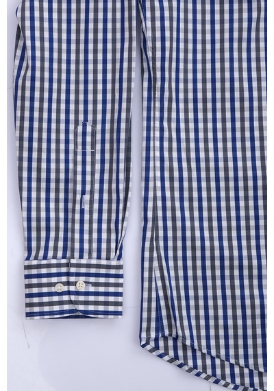 Giant Erkek Uzun Kol Kareli Gömlek - Minimalist Stil Lacivert