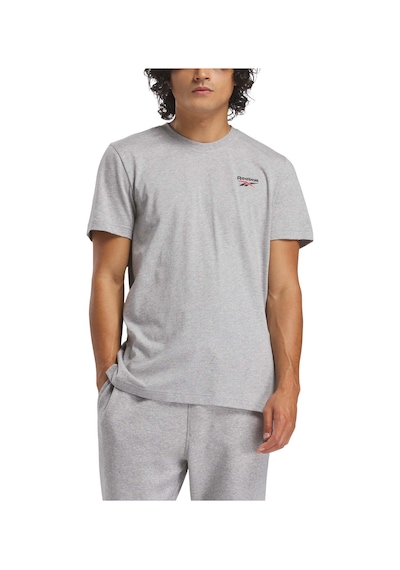 Reebok Id Small Logo Tee Gri Erkek Kısa Kol T-shirt Gri-kırmızı