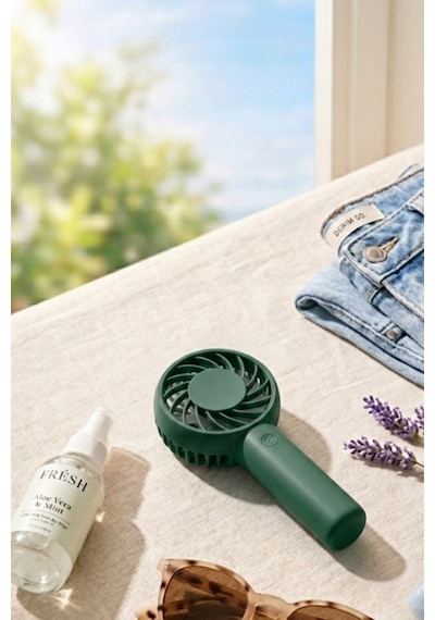 Jasper Sr-0034 Yeşil Taşınabilir Standlı Serinletici Fan 3 Hız Ayarlı , Typ-c Şarjlı Fan Masaüstü Fan Vantilatör 2w-5v/1
