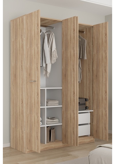Aeka Ae-3190 Burç 4 Kapaklı Çok Bölmeli Askılı Raflı Ve Çekmeceli 210x140x53cm Gardırop Sonomo - Sonomo Aeka Ae-3190 Burç 4 Kapaklı Çok Bölmeli Askılı Raflı Ve Çekmeceli 210x140x53cm Gardırop Sonomo - Sonomo
