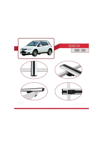 Suzuki Sx4 2006-2013 Arası İle Uyumlu Basic Model Ara Atkı Tavan Barı Gri 3 Adet