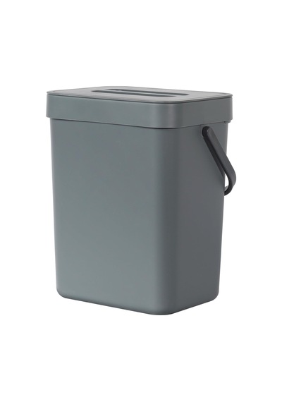 Pure Mini Duvara Monte Kapaklı Mutfak Çöp Kovası, Yiyecek Atıkları Caddesi, 1,32 Gall / 5 L Gri