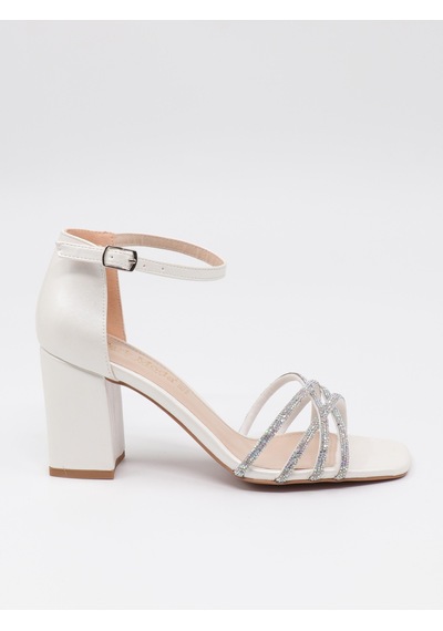 Nesilshoes Nesil Shoes Carel 37 Sedef Çapraz Taşlı Kadın Sandalet