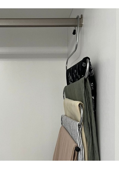 3 Adet Metal Dolap İçi Krom Askı 5 Katlı Paslanmaz Organizer Pantalon Eşarp Etek Askısı Metal Beyaz Diğer