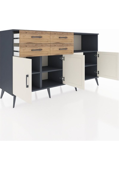 Hyperion Konsol 4 Raflı 4 Çekmeceli 4 Kapaklı 176x44x99 Antrasit- Antrasit-aytaşı/çam Hyperion Konsol 4 Raflı 4 Çekmeceli 4 Kapaklı 176x44x99 Antrasit- Antrasit-aytaşı/çam