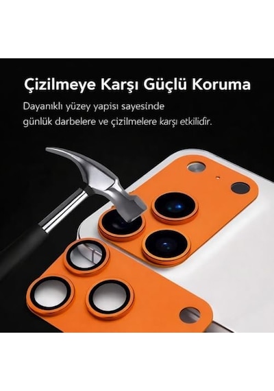 İphone 17 Pro/pro Max İçin, Kamera Lens Koruyucu, Mavi, Beyaz,turuncu, Temperli Cam, Çizilmeye Dayanıklı, 360 Koruma 17 Pro/beyaz 50 x 22
