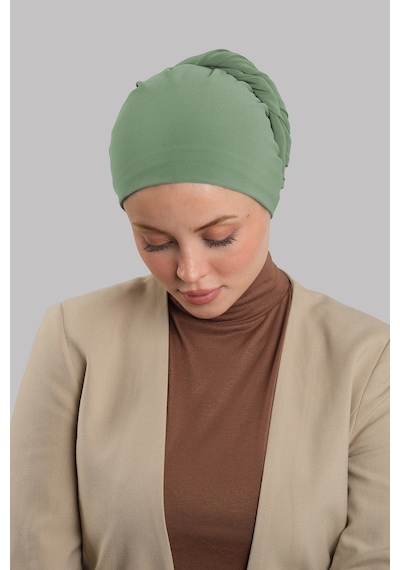 Hürrem Bone Yağ Yeşili Versa Kuyruklu Pratik Tesettür Bone Sandy Büzgülü 2515 36