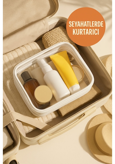 Su Geçirmez Pvc Makyaj Ve Organizer Düzenleyici Seyahat Çantası