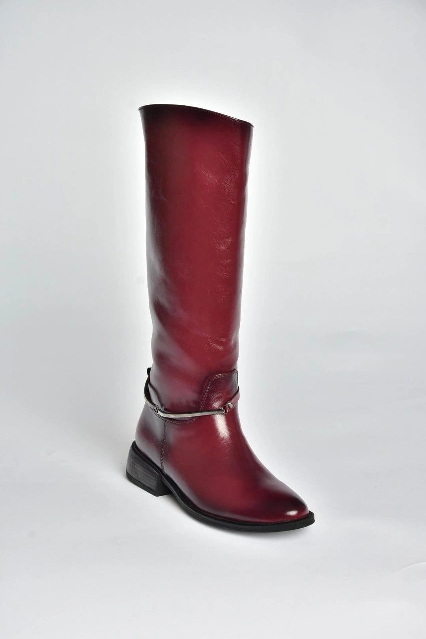 Fox Shoes V312361060 Bordo Rustik Klasik Kadın Çizme Bordo-rustik