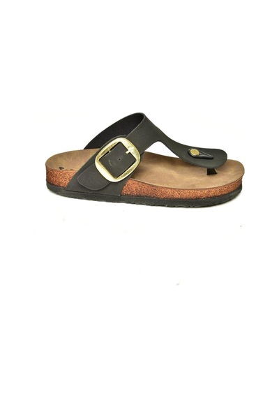 Fox Shoes U777917002 Siyah Süet Parmak Arası Kadın Terlik Siyah-süet Siyah