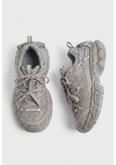 Kadın Silver T11 İthal Işıltılı Taş Kaplama Özel Tasarım Sneaker Ayakkabı Gri