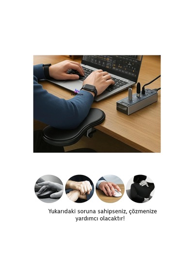 Ayarlanabilir Masa Sandalye Kol Dirsek Dayama Pedi Desteği Aparatı Klavye Mouse