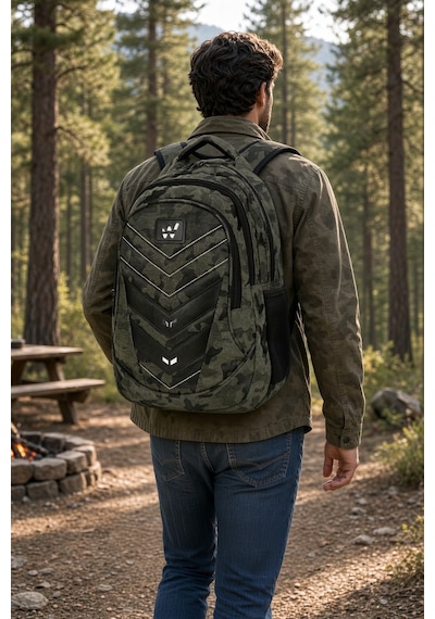 Komando Sırt Çantası Yeşil Kamuflaj 3 Gözlü Kamp Ve Outdoor 46x32x18 Cm Çok Renkli