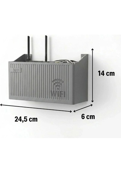 Duvar Tipi Wi-fi Modem Saklama Kutusu Gri Kablo Düzenleyici Router Raf Organizer 5365