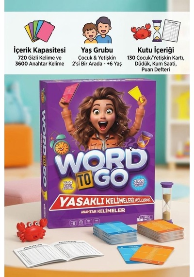 Word To Go 720 Gizli Kelimeli 3600 Anahtar Kelimeli 260 Kartlı Eğitici 4+ Kişilik Aile Kutu Oyunu