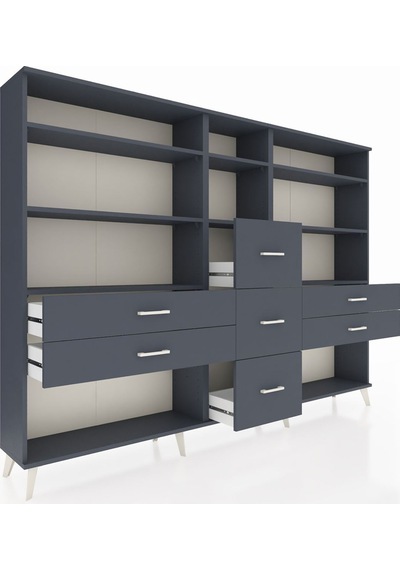 Arges Dolap 8 Raflı 7 Çekmeceli 220x30x163 Antrasit-antrasit Antrasit - Antrasit Arges Dolap 8 Raflı 7 Çekmeceli 220x30x163 Antrasit-antrasit Antrasit - Antrasit