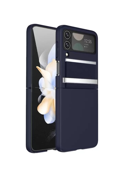 Newface Samsung Galaxy Z Flip 4 Kılıf Belt Flip Kapak - Lacivert