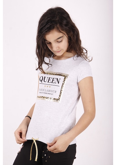 Toontoy Kids Toontoy Kız Çocuk Queen Varak Leoapar Baskılı Tişört Gri Melanj Toontoy Kids Toontoy Kız Çocuk Queen Varak Leoapar Baskılı Tişört Gri Melanj