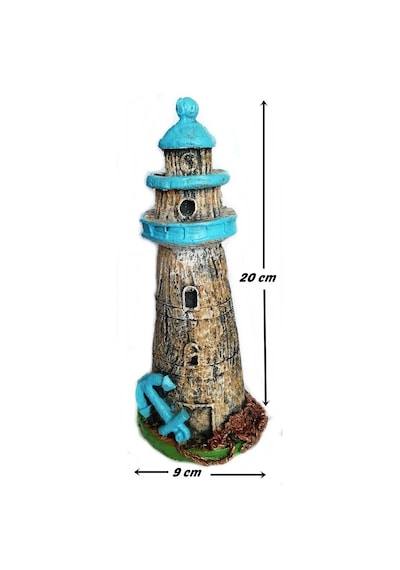 Balıkpet Çapalı Deniz Feneri Akvaryum Dekoru Lacivert 20 CM