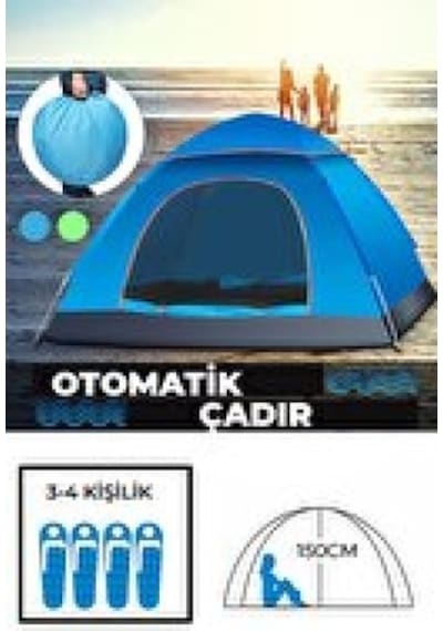 Otomatik Havada Açılan Su Geçirmez Çadır 4 Kişilik Renkli