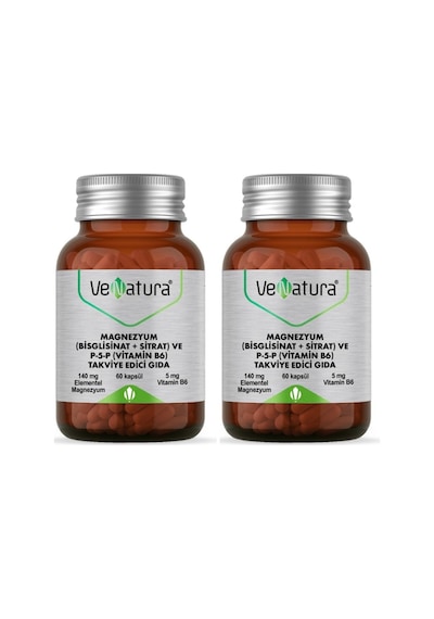 Venatura Magnezyum Bisglisinat + Sitrat ve P+5+P Vitamin B6 2 x 60 Kapsül