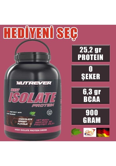 Nutrever Whey Isolate Protein Tozu 908 Gram Çikolata Aromalı