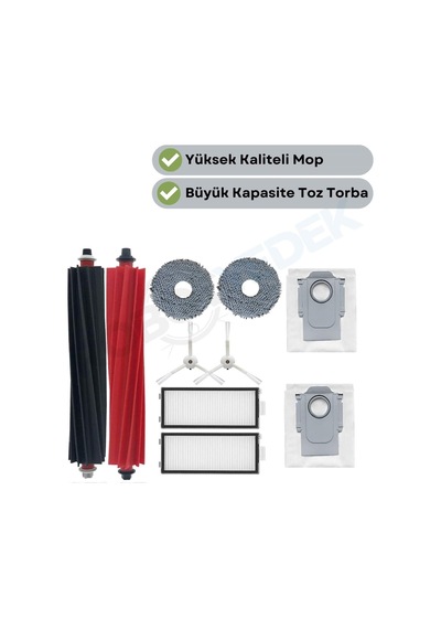Roborock Qrevo Master Uyumlu Ana Fırça, Hepa Filtre,beyaz Yan Fırça, Mop,toz Torbası 9 Parça