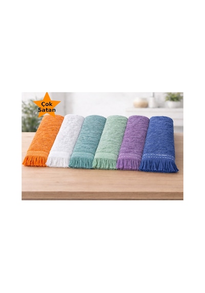 Mutfak-el Havlusu,6 Adet, 30x47 Cm, Renkli Kurulama Havlusu, 6 Parça, Düğün,nişan,kına İçin Indigo Mavi,beyaz,yeşil,soft Turuncu,lila,a.mavi