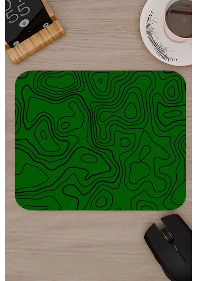 Yeşil Siyah 22x18 Taraftar Gaming Oyuncu Mouse Pad Kaymaz Taban Küçük Klavye Fare Altlığı Topography