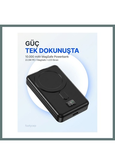 Bezos Snapron -3025 Pd 22.5w Hızlı Şarj Lcd Ekran Magsafe 10000 Mah Powerbank Ventra Çok Renkli