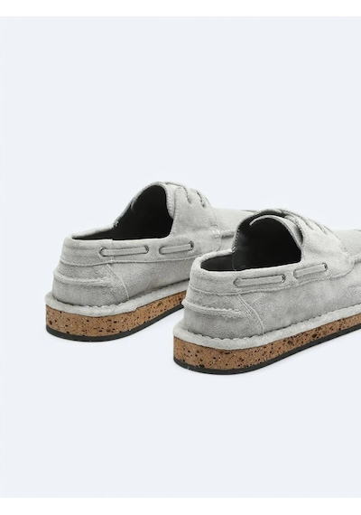 Açık Gri Süet Smart Casual Ayakkabı Gri
