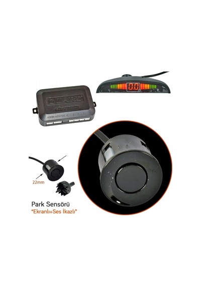 Park Sensörü Led Ekranlı Ses İkazlı Siyah, 4 Sensör, Kontrol Kutusu, 12v