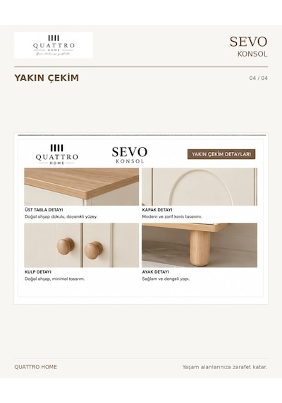 Sevo Konsol Krem Meşe Beyaz
